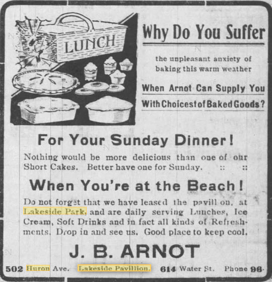Lakeside Pavillion - June 1906 Ad (newer photo)
